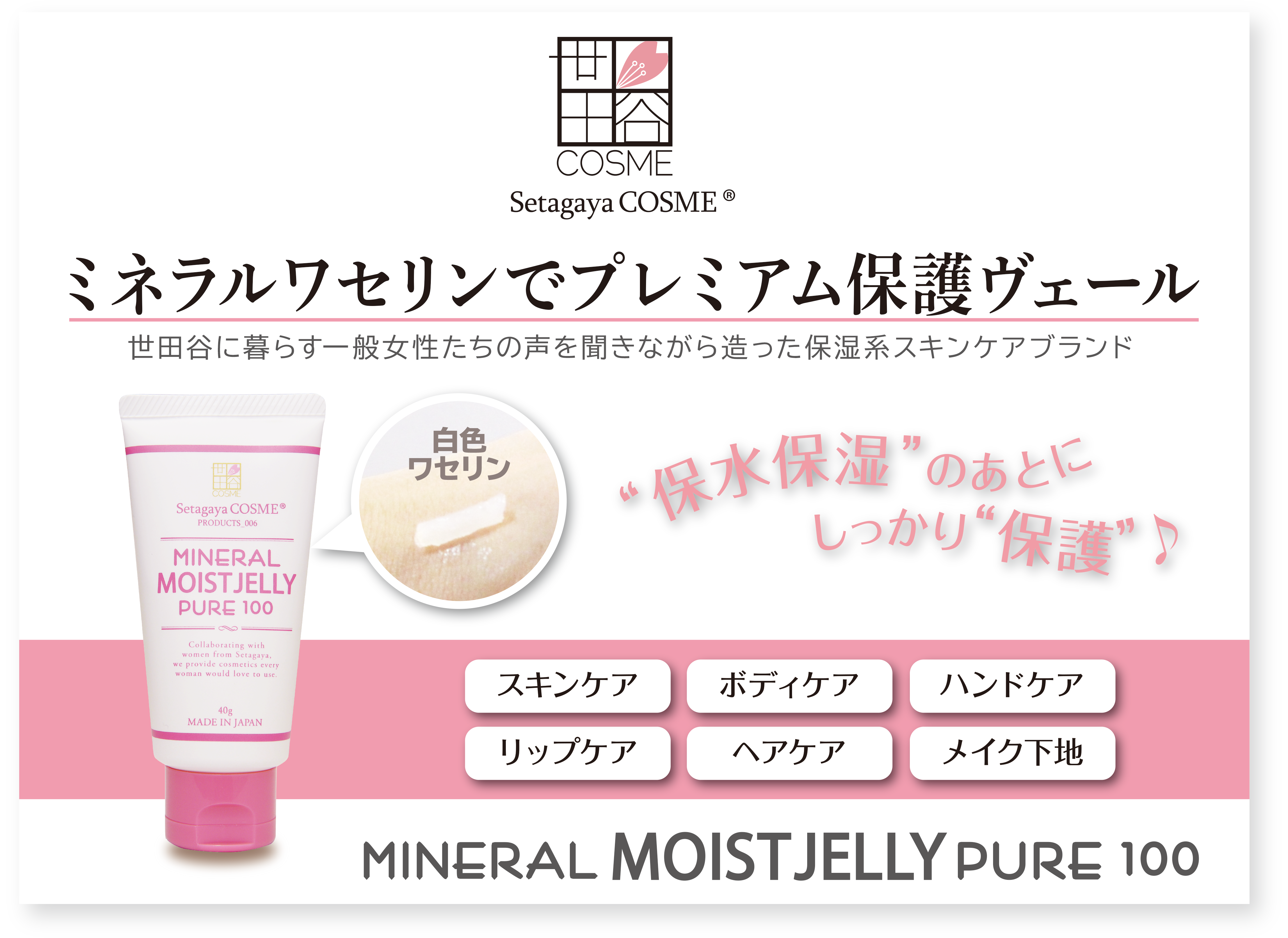 世田谷コスメ,ミネラルワセリン,ワセリン,乾燥肌,肌を守る,万能コスメ,親子で使える,保湿アイテム,冬の保湿,黒ずみケア,メイク下地,肌をガード,花粉症対策